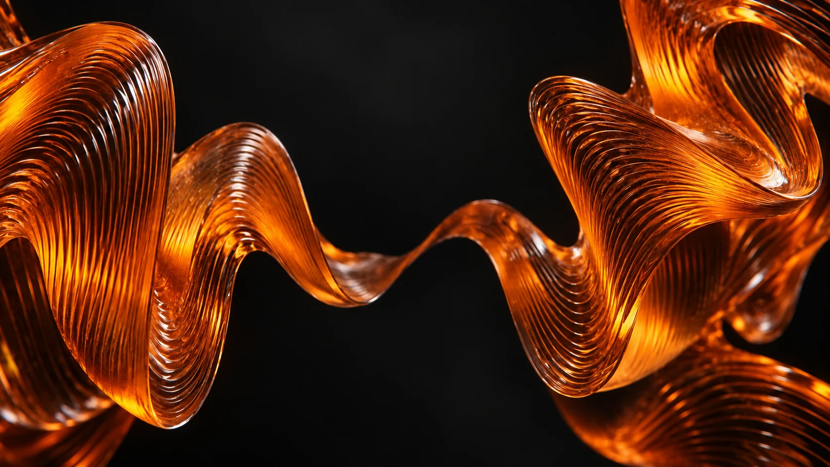 Abstract tangerine-orange glass sound waves